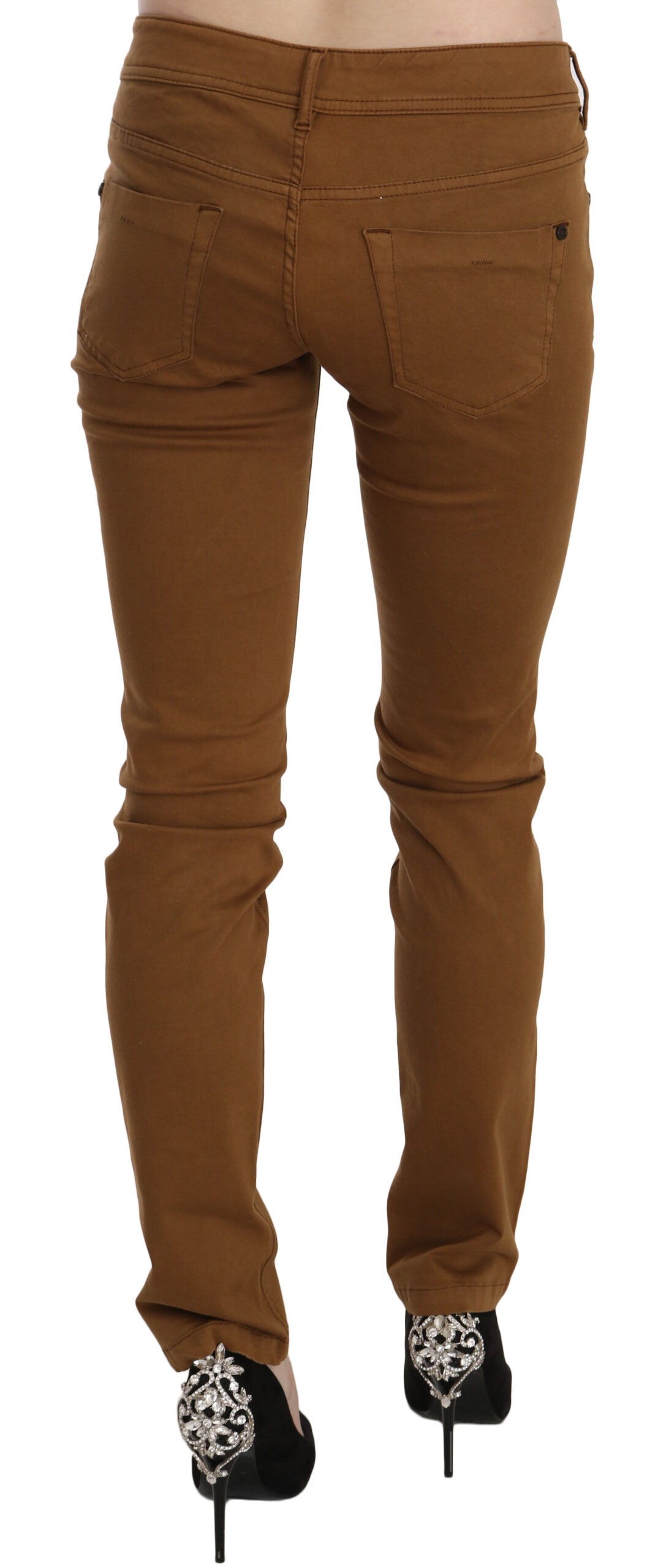 PLEIN SUD Brown Cotton Mid Waist Skinny Slim Fit Denim Jeans by PLEIN SUD