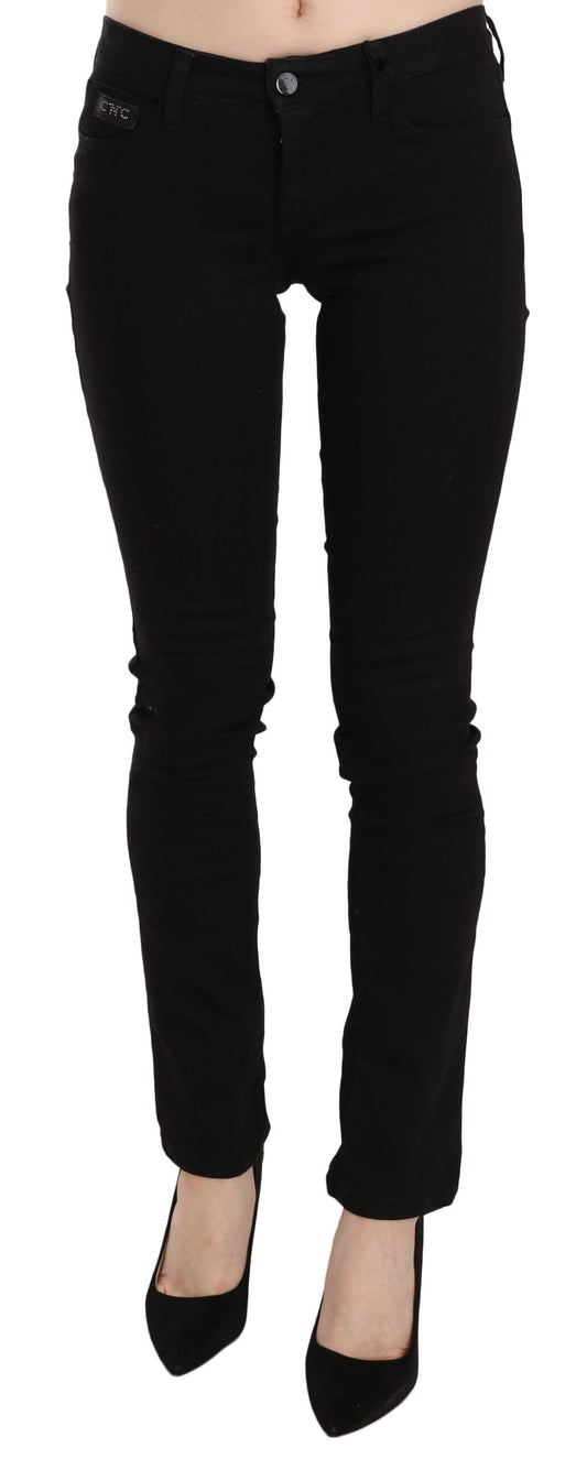 Costume National Black Sequined Mid Waist Slim Fit Denim Jeans by Costume National
