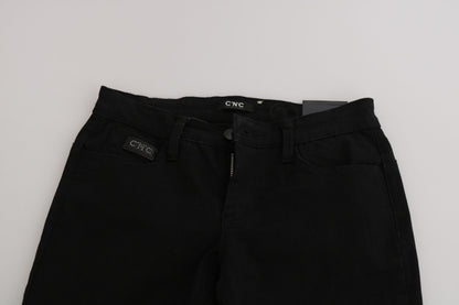 Costume National Black Sequined Mid Waist Slim Fit Denim Jeans by Costume National