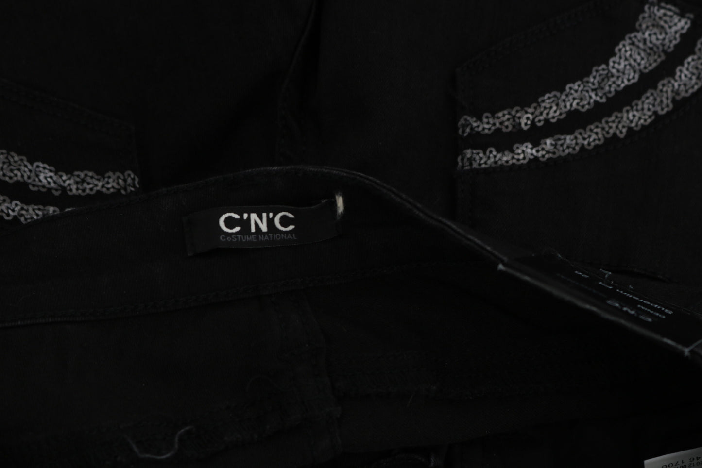 Costume National Black Sequined Mid Waist Slim Fit Denim Jeans by Costume National