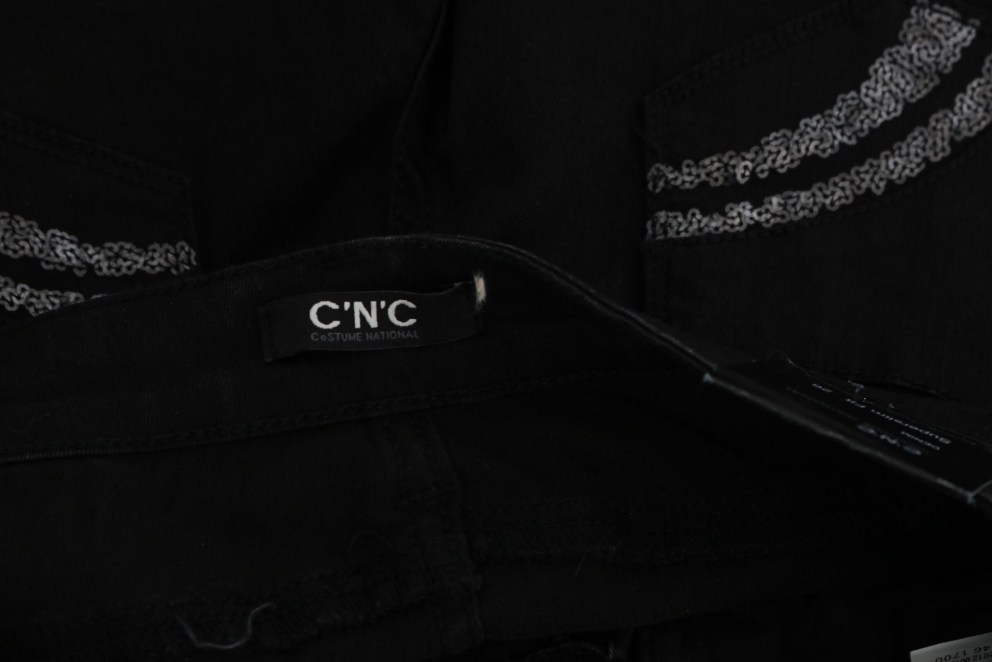 Costume National Black Sequined Mid Waist Slim Fit Denim Jeans by Costume National