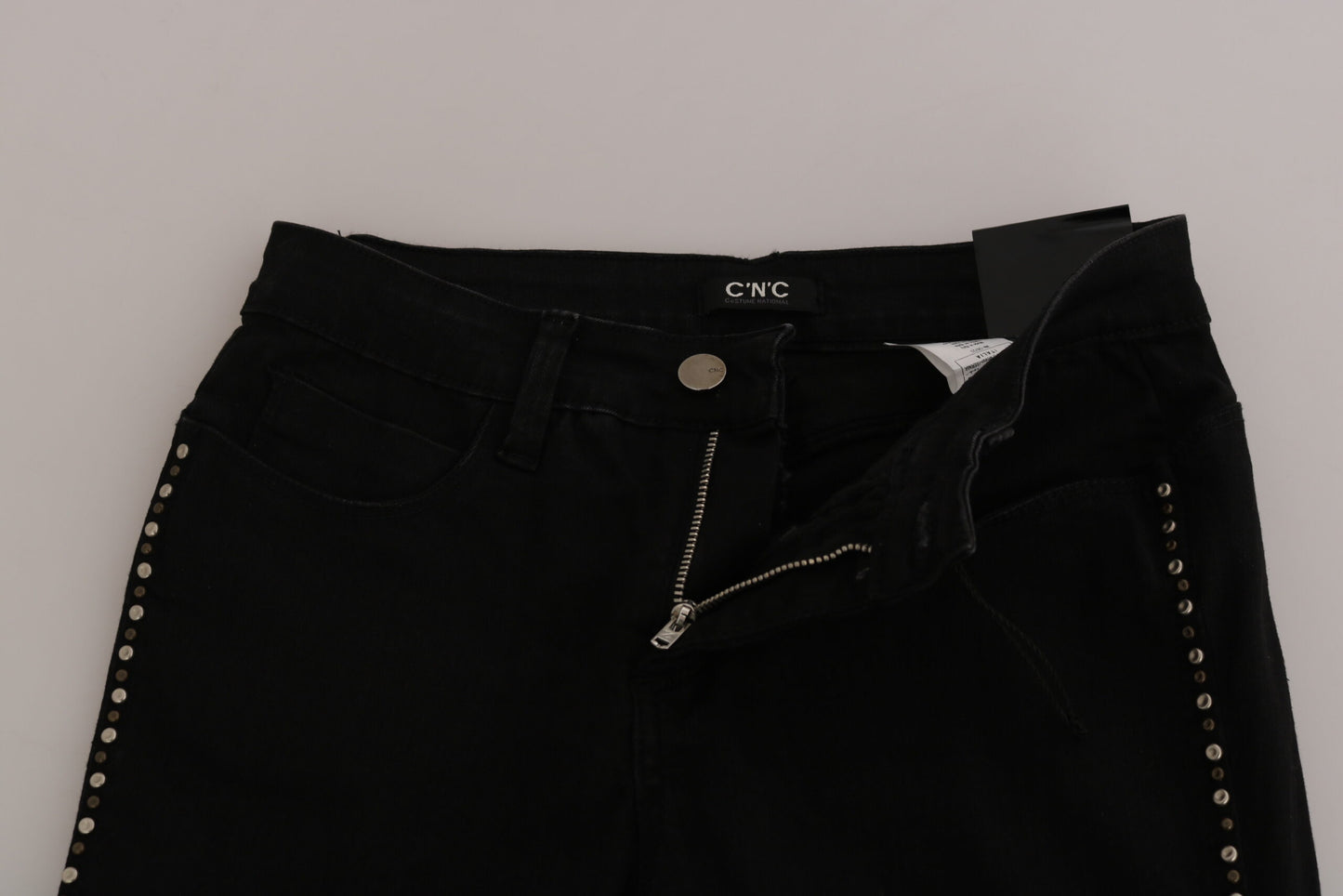 Costume National Black Embellished Mid Waist Skinny Denim Jeans by Costume National