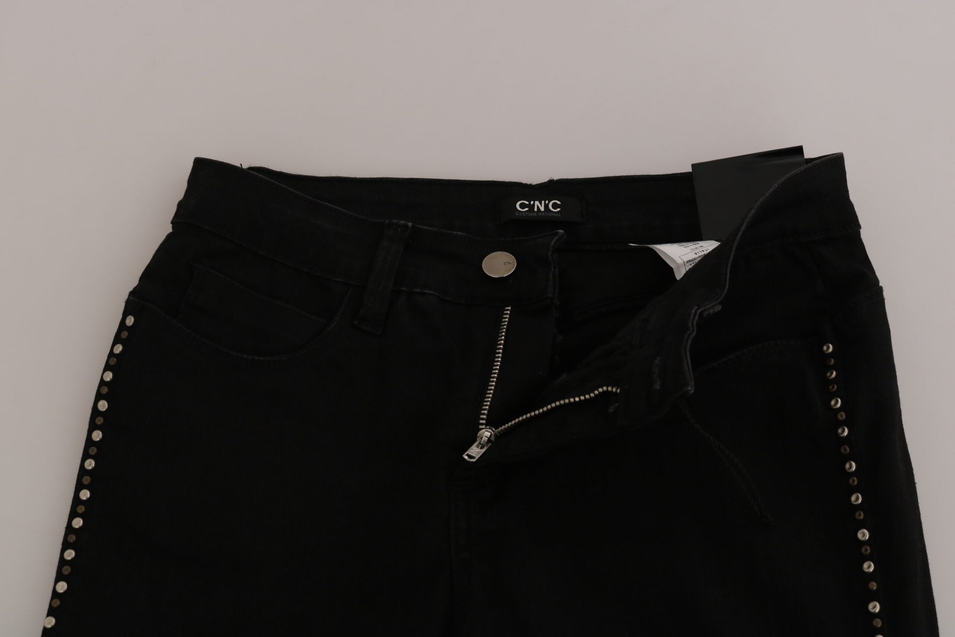 Costume National Black Embellished Mid Waist Skinny Denim Jeans by Costume National