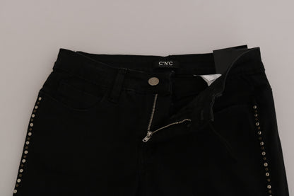 Costume National Black Embellished Mid Waist Skinny Denim Jeans by Costume National