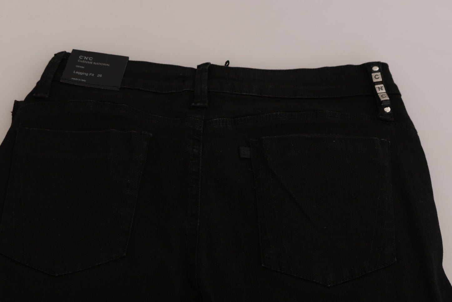 Costume National Black Embellished Mid Waist Skinny Denim Jeans by Costume National