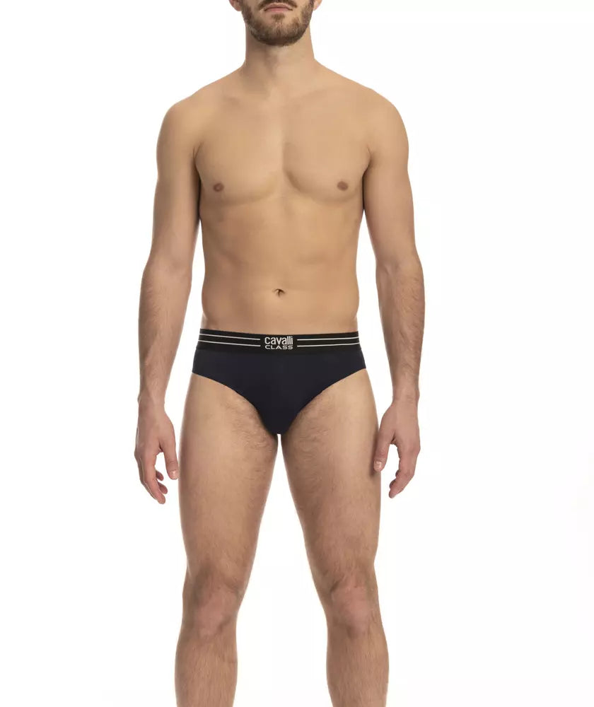 Lot de trois sous-vêtements Cavalli Class en coton bleu pour homme