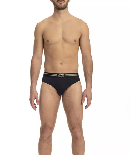 Lot de trois sous-vêtements Cavalli Class en coton bleu pour homme