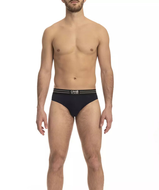 Lot de trois sous-vêtements Cavalli Class en coton bleu pour homme