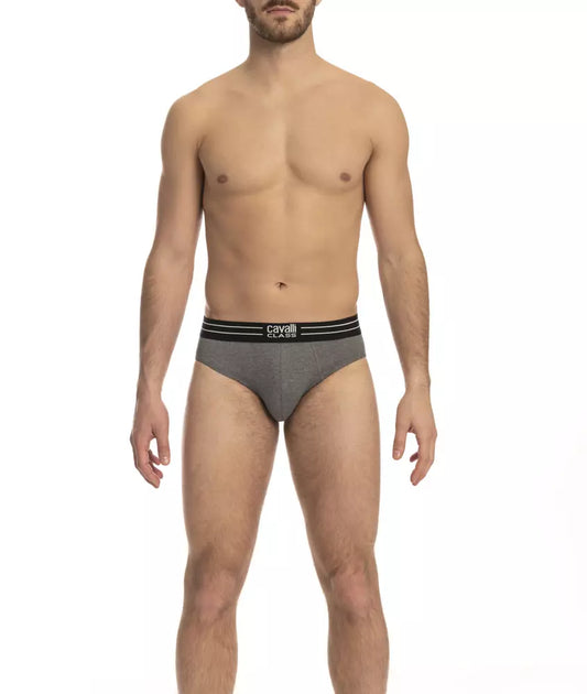 Lot de trois sous-vêtements Cavalli Class en coton gris pour homme