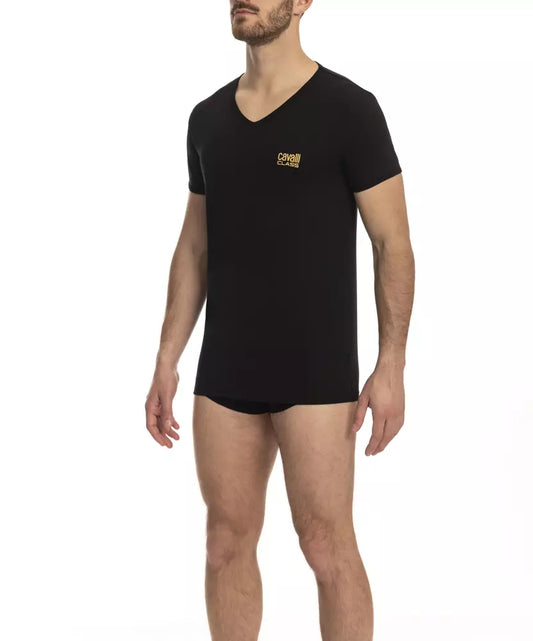 T-shirt Cavalli Class en coton noir pour homme