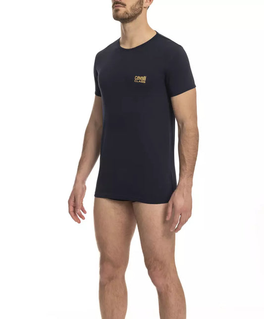 T-shirt Cavalli Class en coton bleu pour homme