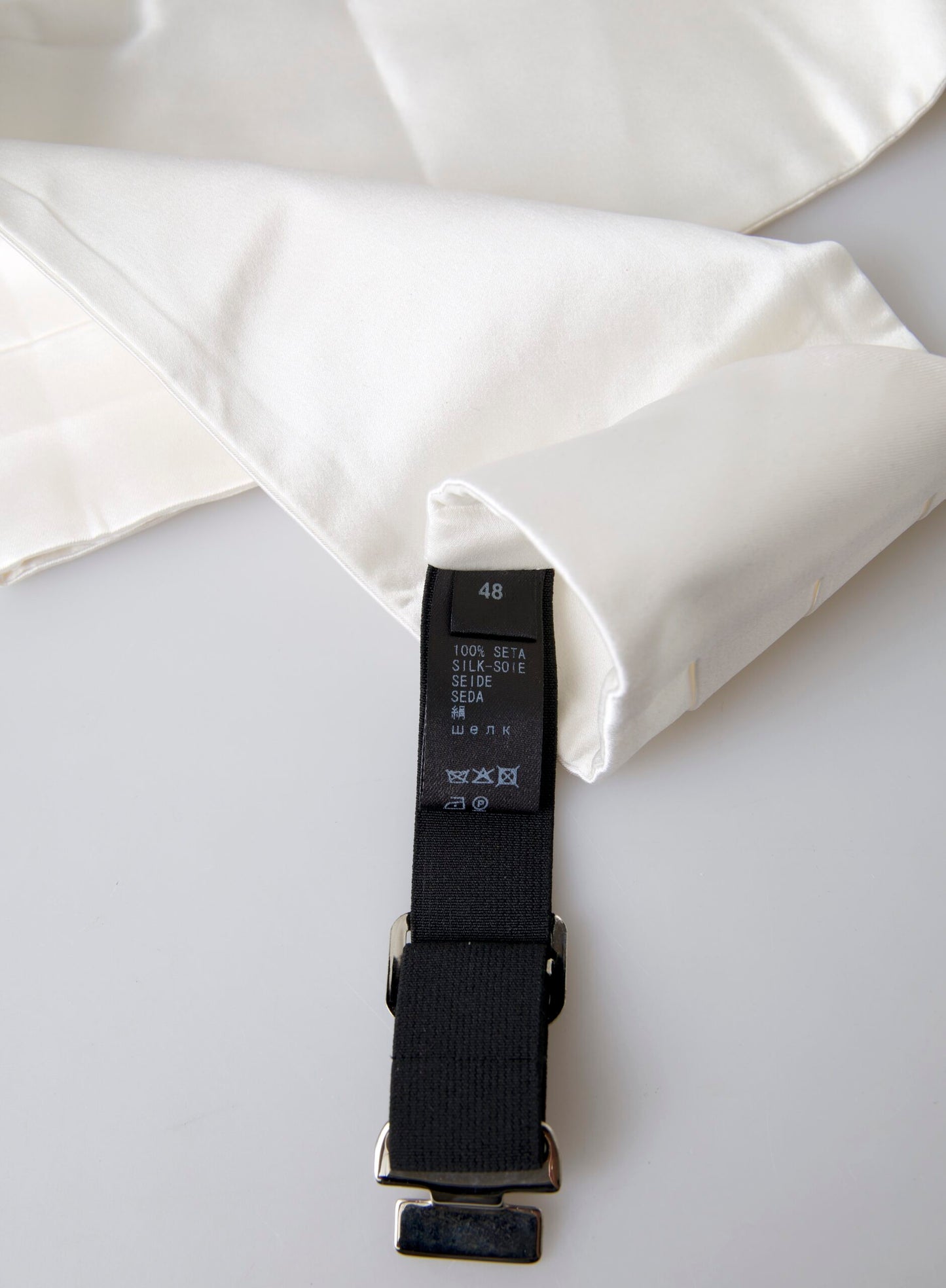 Dolce & Gabbana White Men Wide Waist Silk Belt Cummerbund by Dolce & Gabbana