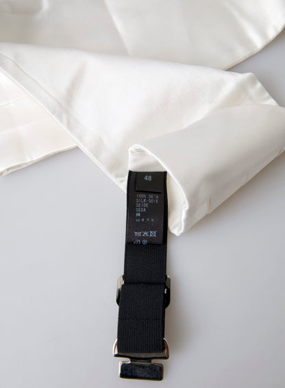 Dolce & Gabbana White Men Wide Waist Silk Belt Cummerbund by Dolce & Gabbana