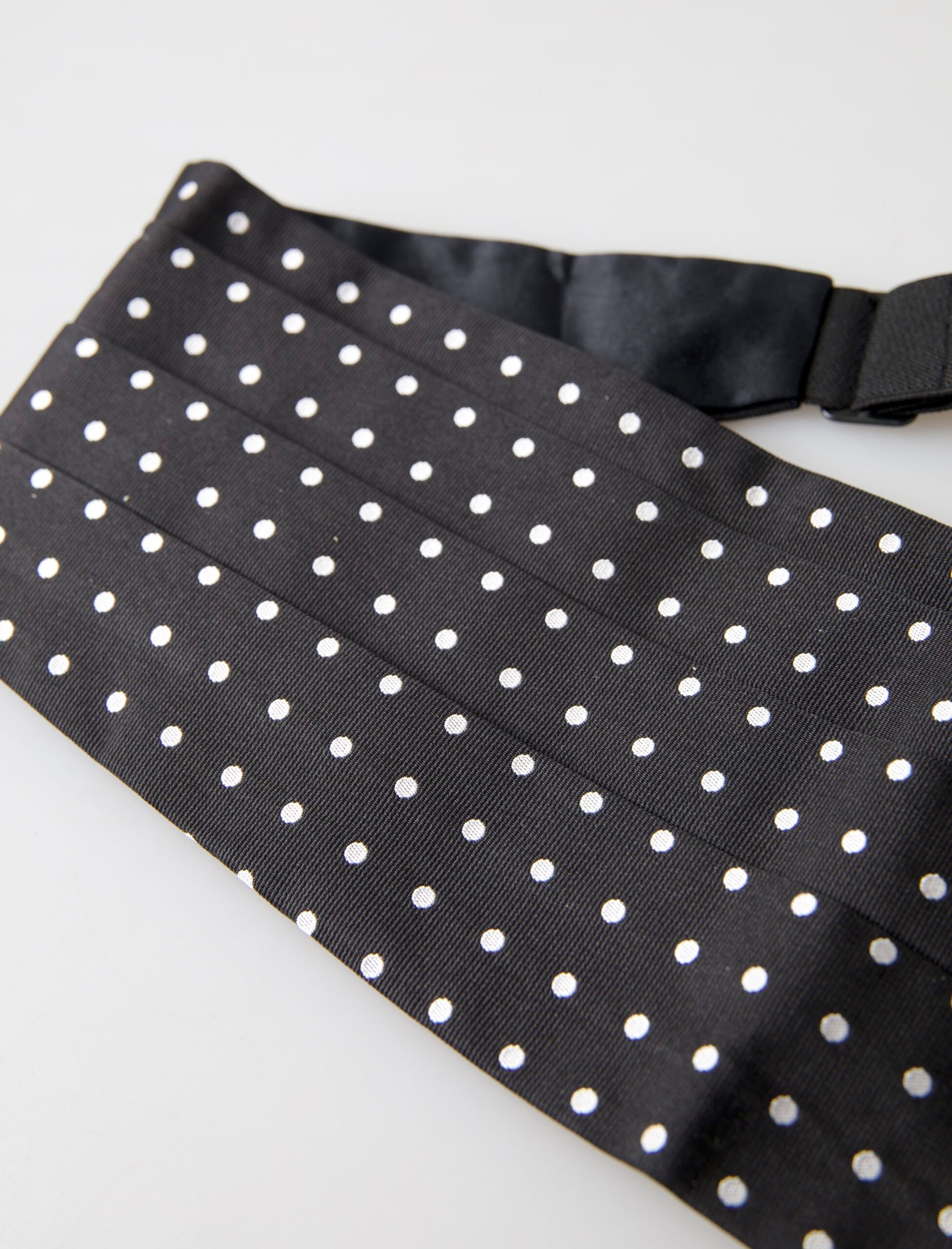 Dolce & Gabbana Black Silk Polka Waist Tuxedo Belt Cummerbund by Dolce & Gabbana
