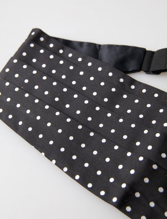 Dolce & Gabbana Black Silk Polka Waist Tuxedo Belt Cummerbund by Dolce & Gabbana