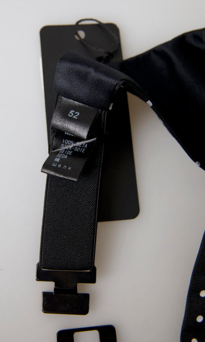Dolce & Gabbana Black Silk Polka Waist Tuxedo Belt Cummerbund by Dolce & Gabbana