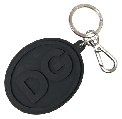 Porte-clés élégant Dolce &amp; Gabbana en caoutchouc noir et laiton