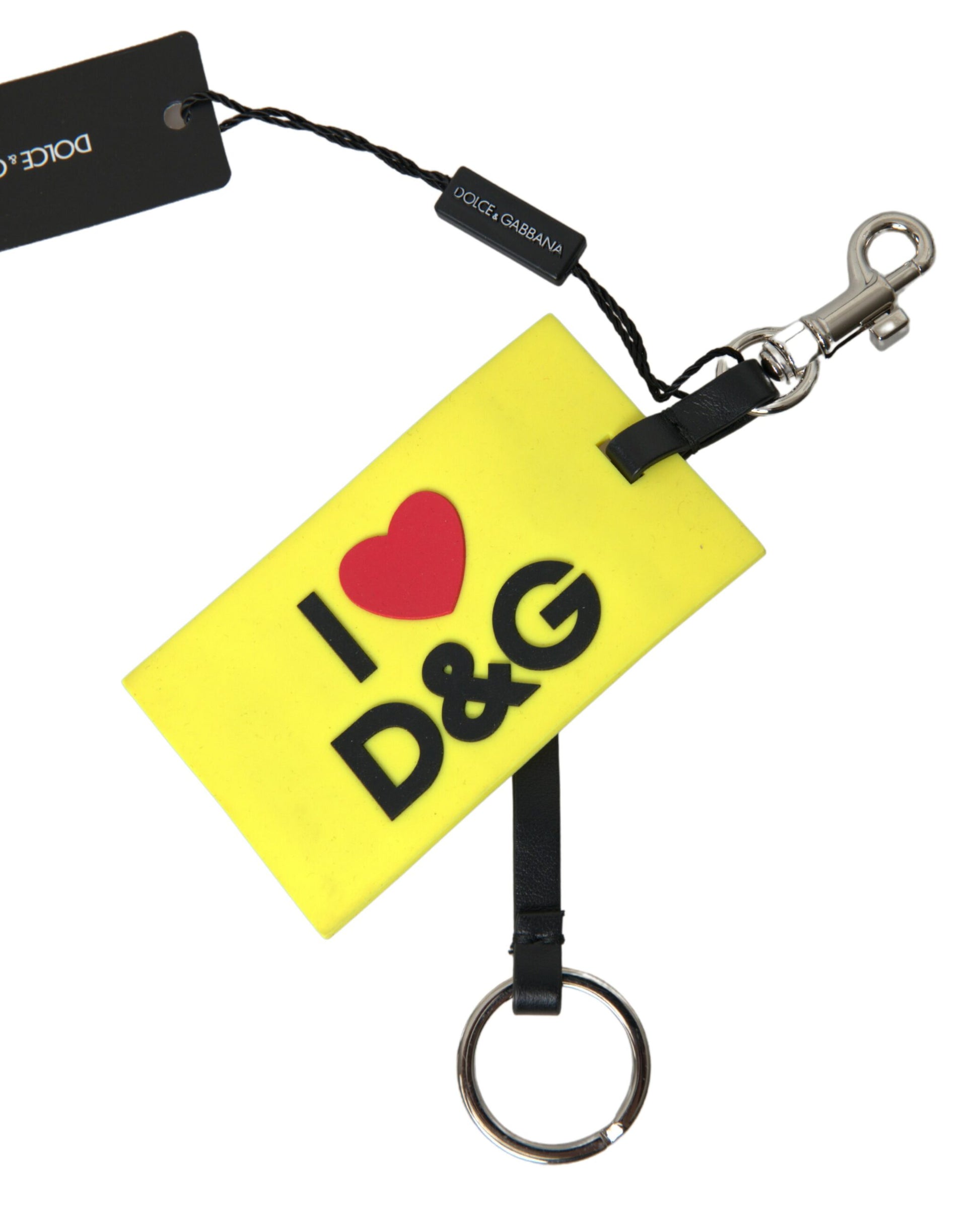 Dolce & Gabbana Yellow Silicone DG Logo Gold Brass Keyring Keychain by Dolce & Gabbana