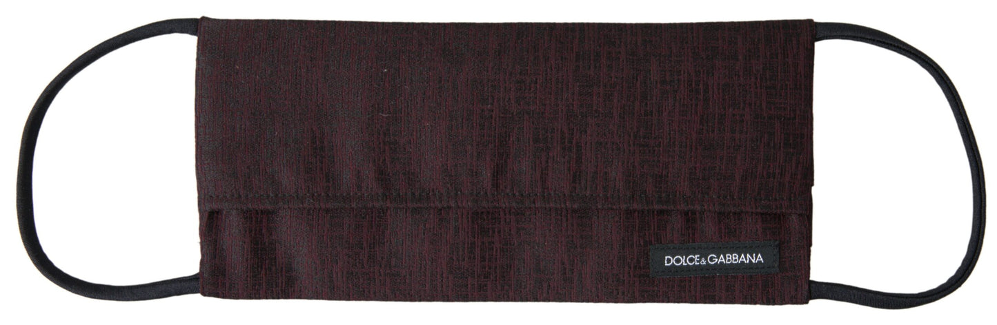 Dolce & Gabbana Maroon Pleated Elastic Ear Strap Face Mask by Dolce & Gabbana