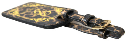 Dolce &amp; Gabbana Multicolor Leopard Dauphine Leather DG Logo Luggage Tag
