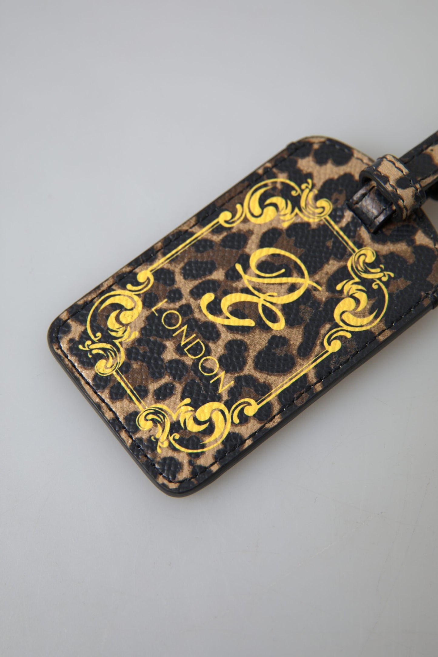 Dolce &amp; Gabbana Multicolor Leopard Dauphine Leather DG Logo Luggage Tag