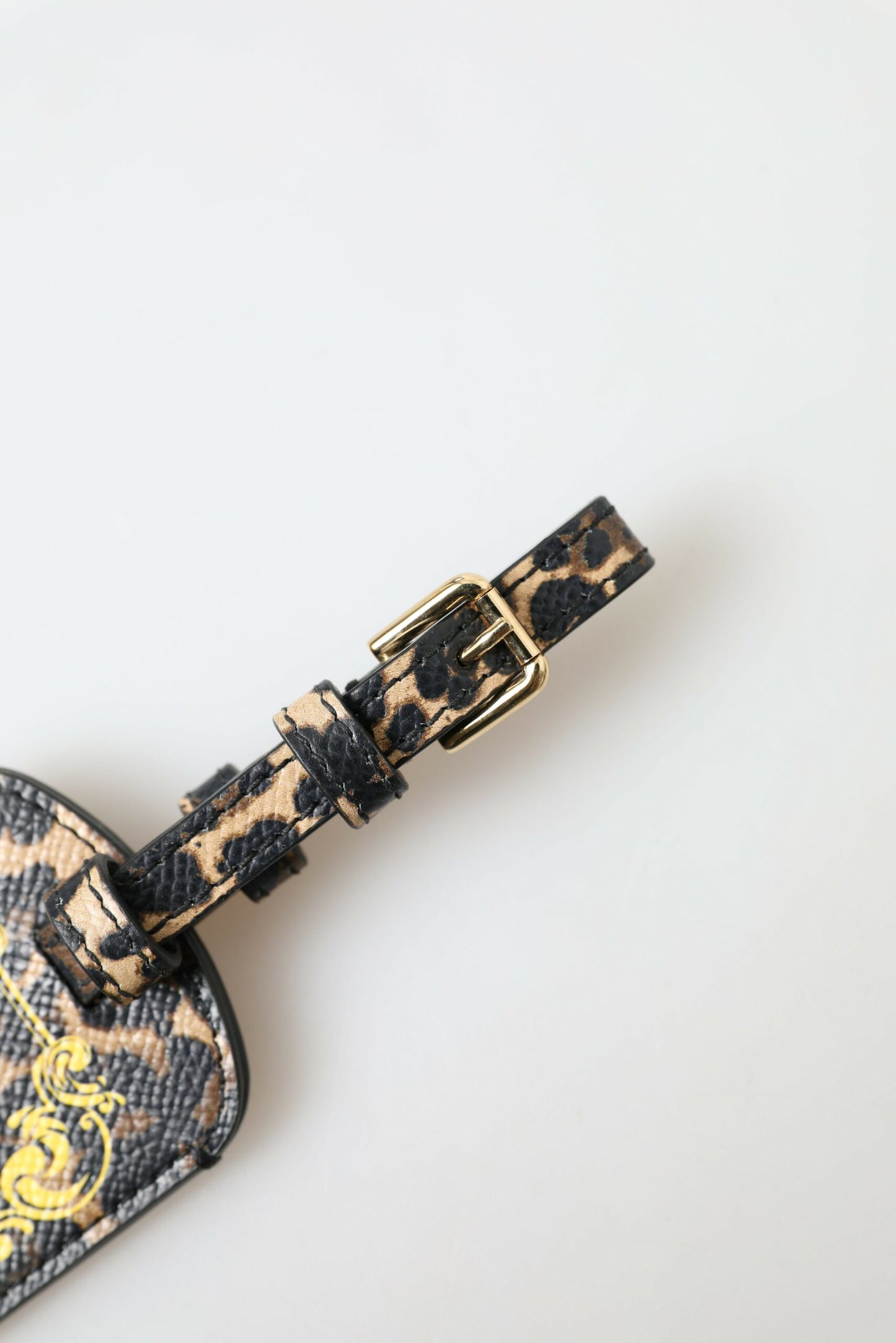 Dolce &amp; Gabbana Multicolor Leopard Dauphine Leather DG Logo Luggage Tag