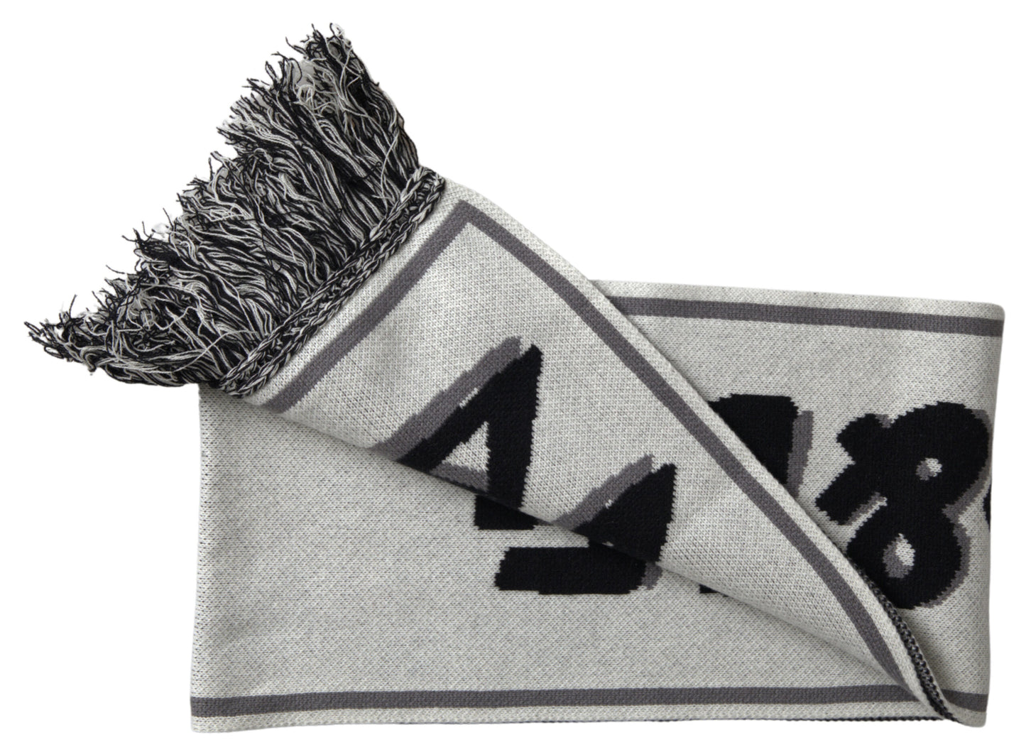Dolce & Gabbana Gray Cashmere Knitted Wrap Shawl Fringe Scarf by Dolce & Gabbana