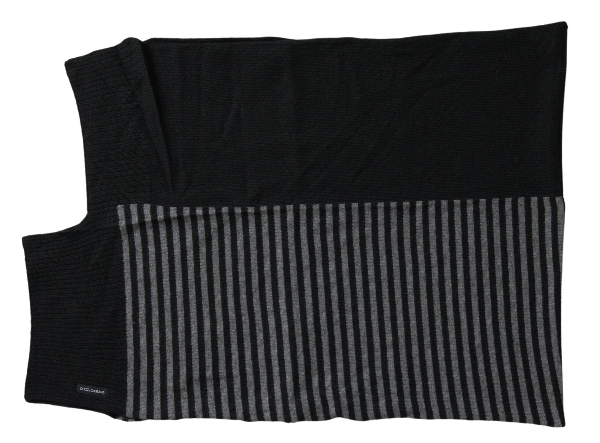 Dolce & Gabbana Black Gray Stripe Wool Neck Wrap Shawl Scarf by Dolce & Gabbana