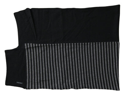 Dolce & Gabbana Black Gray Stripe Wool Neck Wrap Shawl Scarf by Dolce & Gabbana