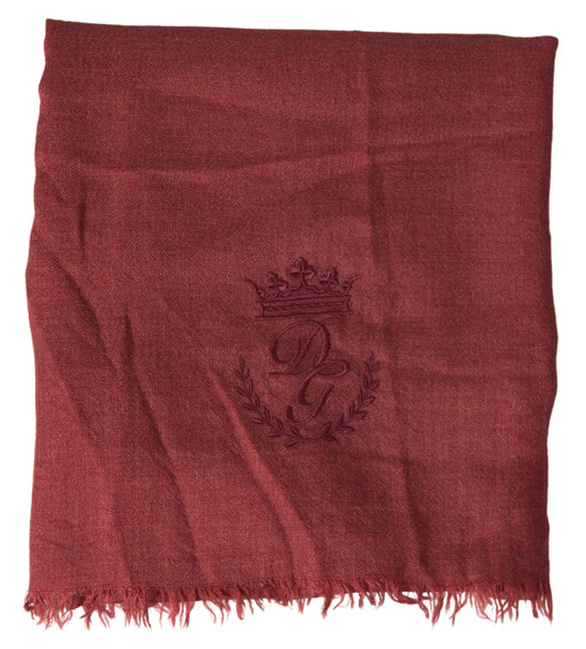 Dolce & Gabbana Maroon Cashmere Knit Wrap Shawl Fringe Scarf by Dolce & Gabbana