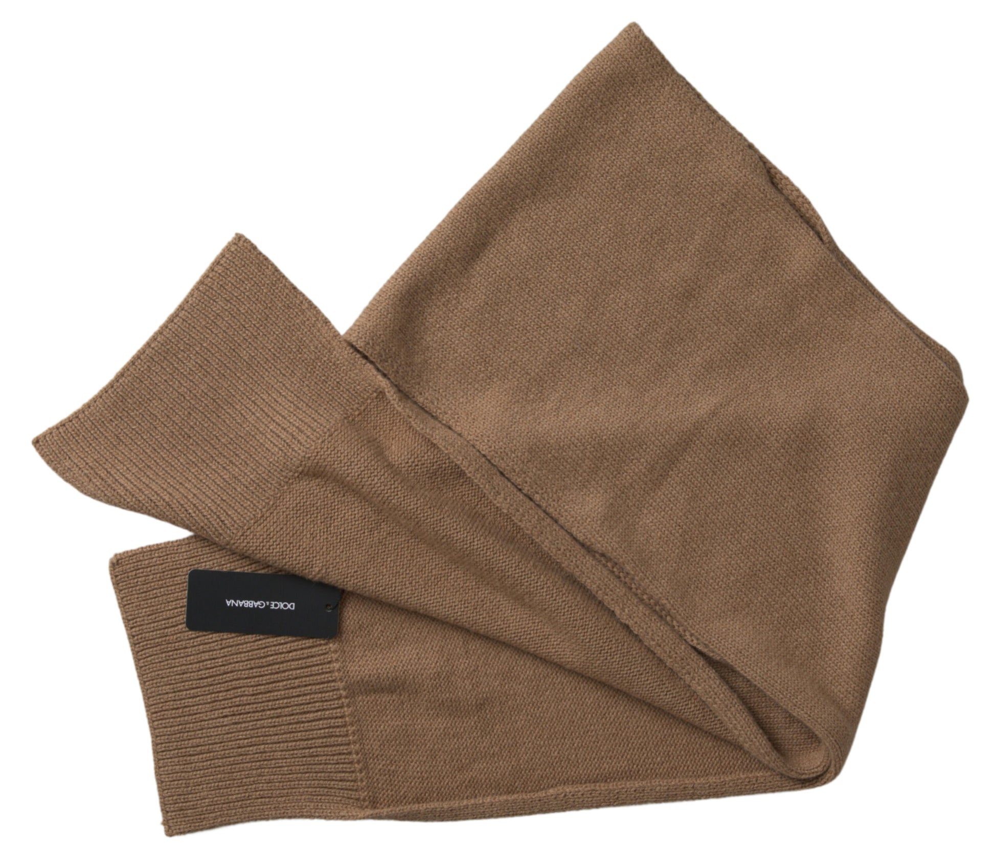 Dolce & Gabbana Brown Knitted Camel Wrap Shawl Foulard Scarf by Dolce & Gabbana