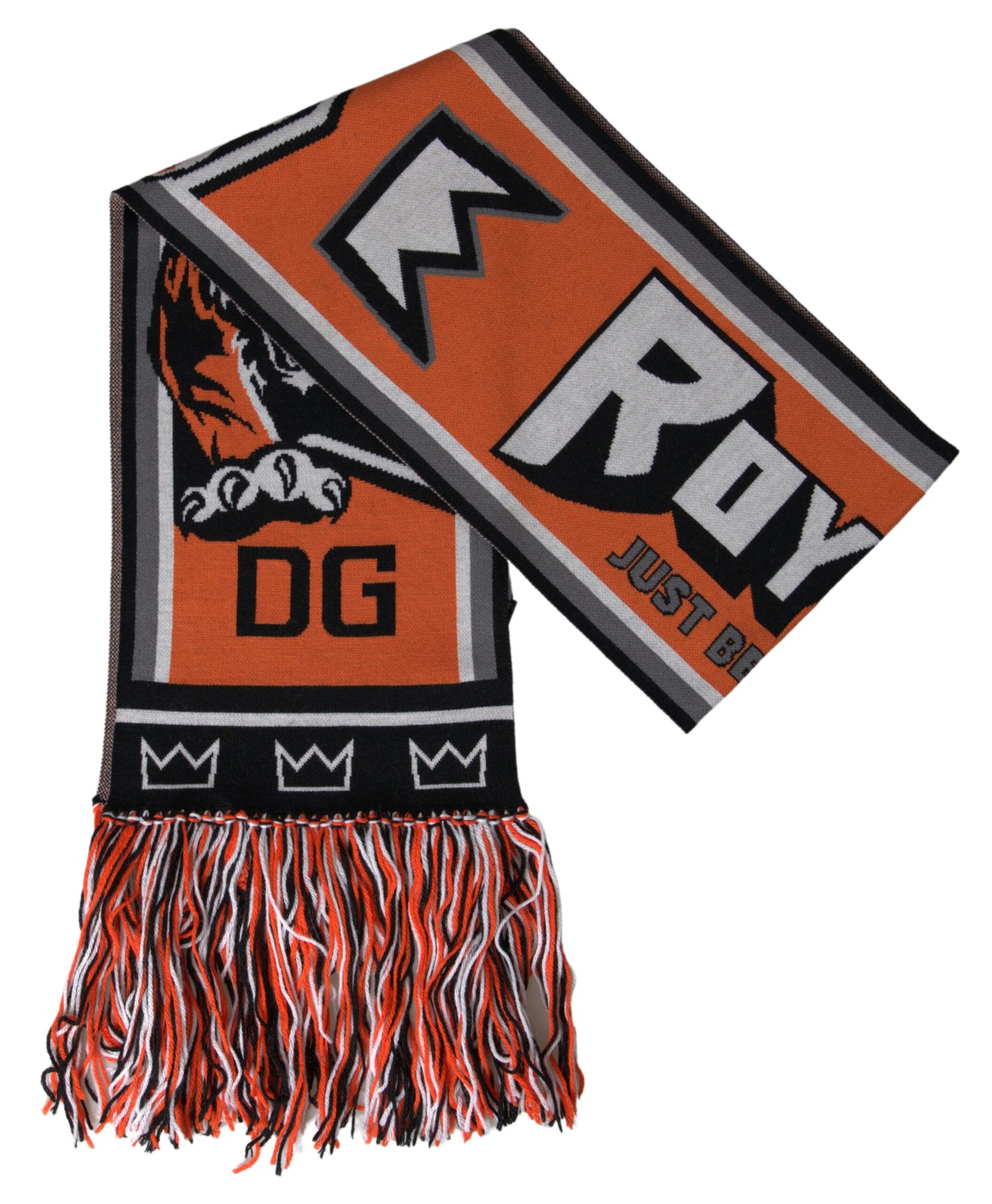 Dolce & Gabbana Multicolor Wool DG Royals Wrap Fringe Scarf by Dolce & Gabbana