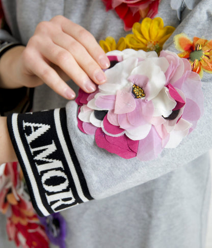 Dolce & Gabbana Gray DG Amore Queen Floral Pullover Sweater by Dolce & Gabbana