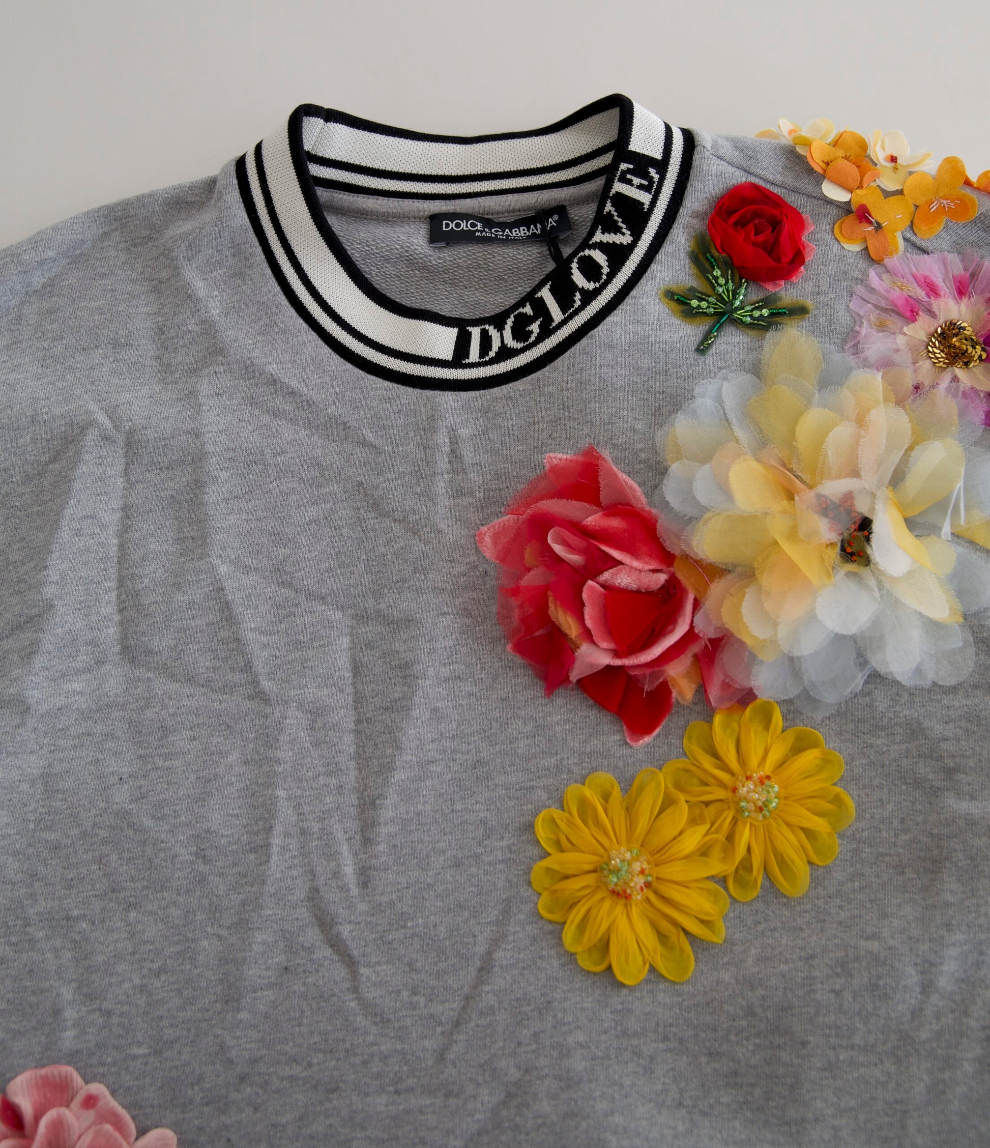 Dolce & Gabbana Gray DG Amore Queen Floral Pullover Sweater by Dolce & Gabbana