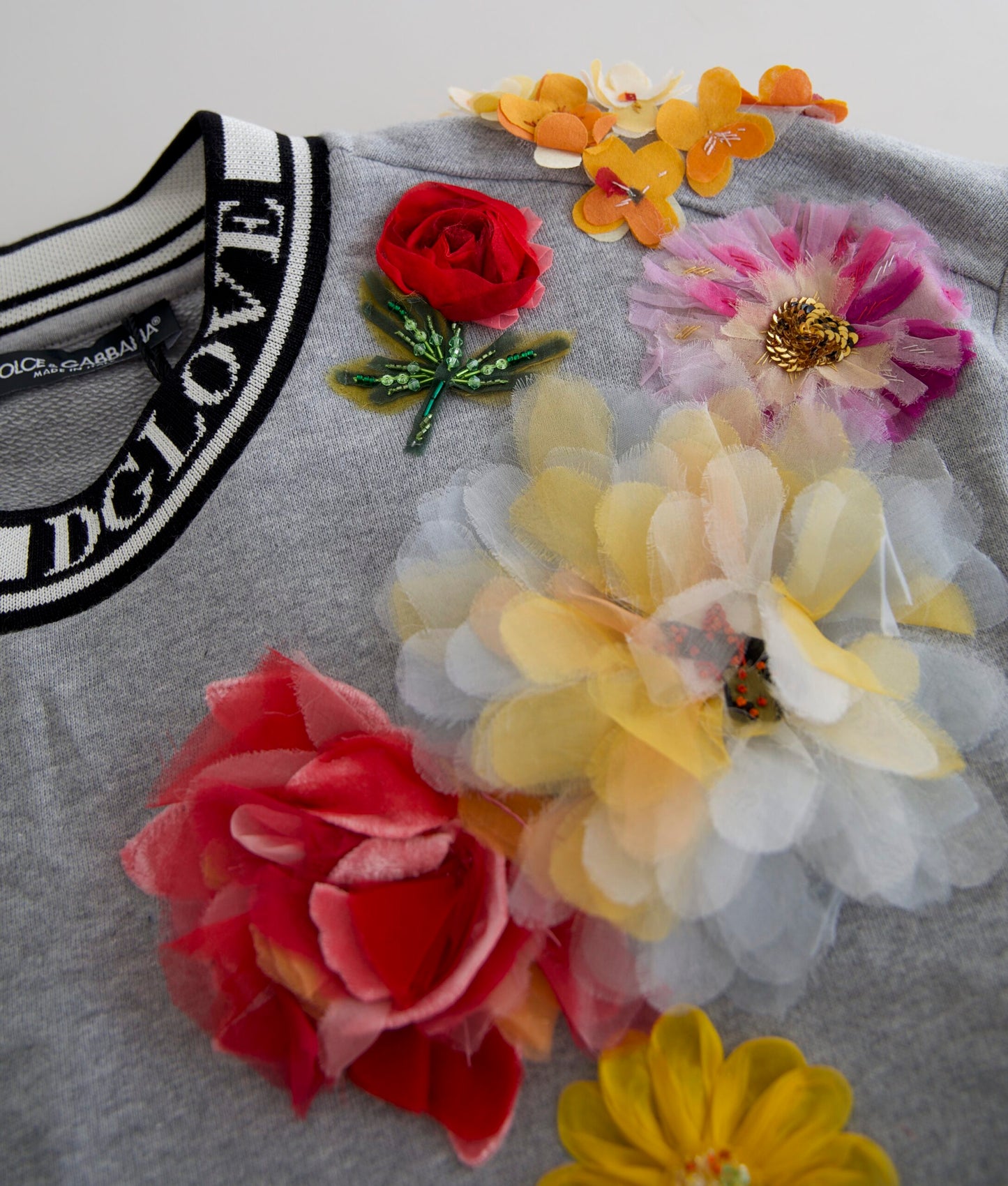 Dolce & Gabbana Gray DG Amore Queen Floral Pullover Sweater by Dolce & Gabbana