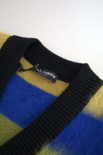 Dolce & Gabbana Multicolor Stripes V-neck Pullover Sweater by Dolce & Gabbana