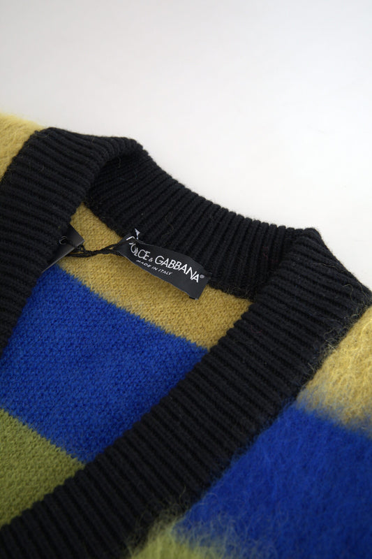 Dolce & Gabbana Multicolor Stripes V-neck Pullover Sweater by Dolce & Gabbana