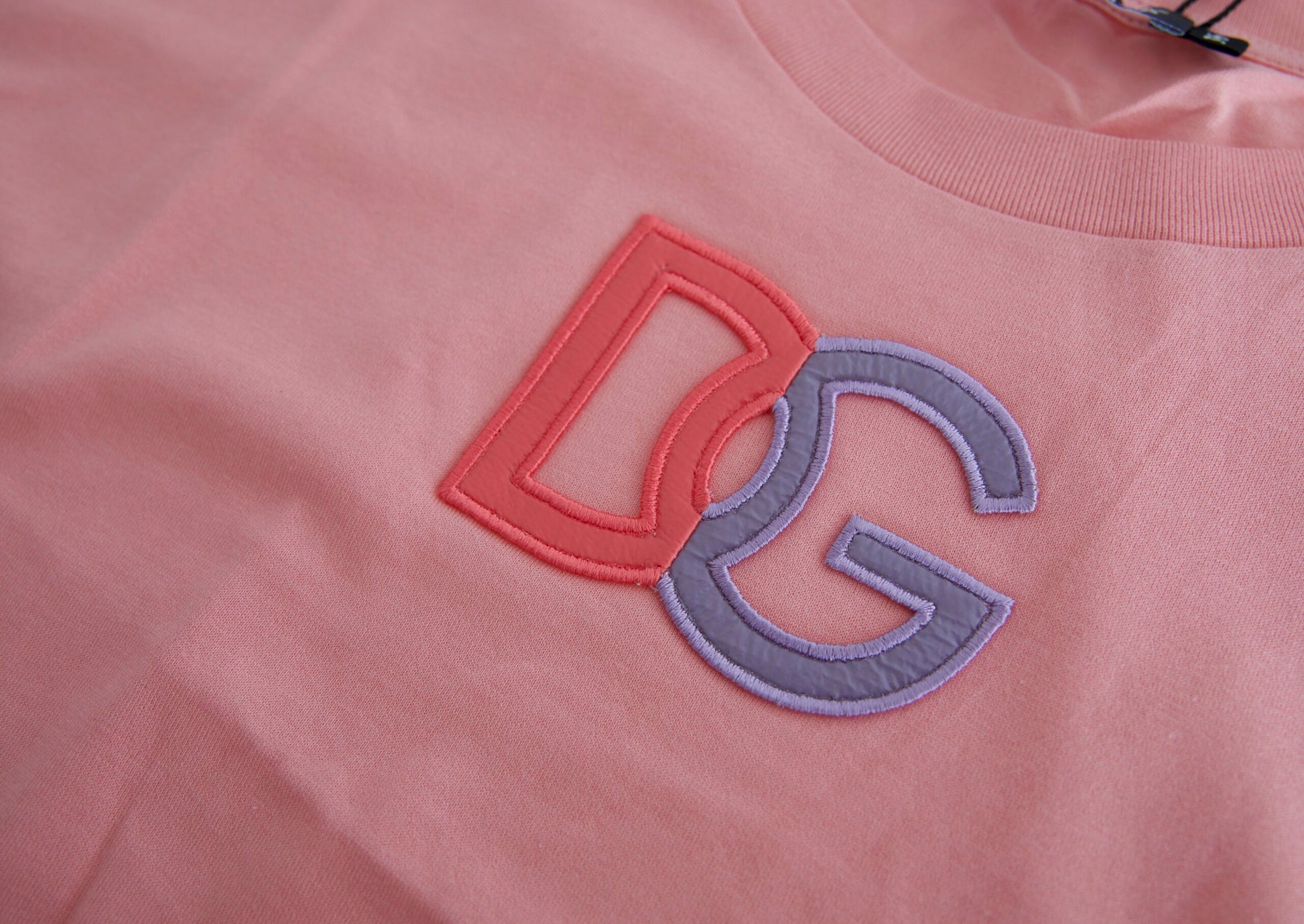 Dolce & Gabbana Pink Cotton DG Logo Crew Neck Tank T-shirt by Dolce & Gabbana