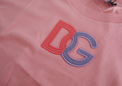 Dolce & Gabbana Pink Cotton DG Logo Crew Neck Tank T-shirt by Dolce & Gabbana