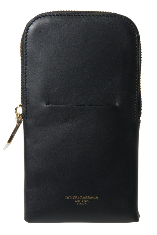 Dolce &amp; Gabbana Black Leather Men Purse Double Belt Strap Bracelet Bag