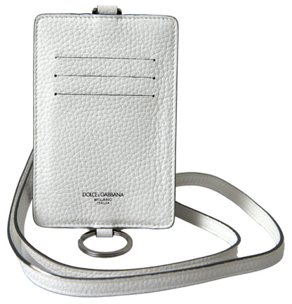 Dolce & Gabbana White Leather Lanyard Logo Card Holder Men Wallet by Dolce & Gabbana