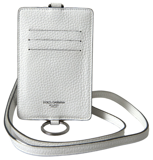 Dolce & Gabbana White Leather Lanyard Logo Card Holder Men Wallet by Dolce & Gabbana