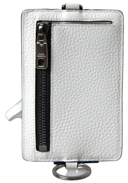 Dolce & Gabbana White Leather Lanyard Logo Card Holder Men Wallet by Dolce & Gabbana