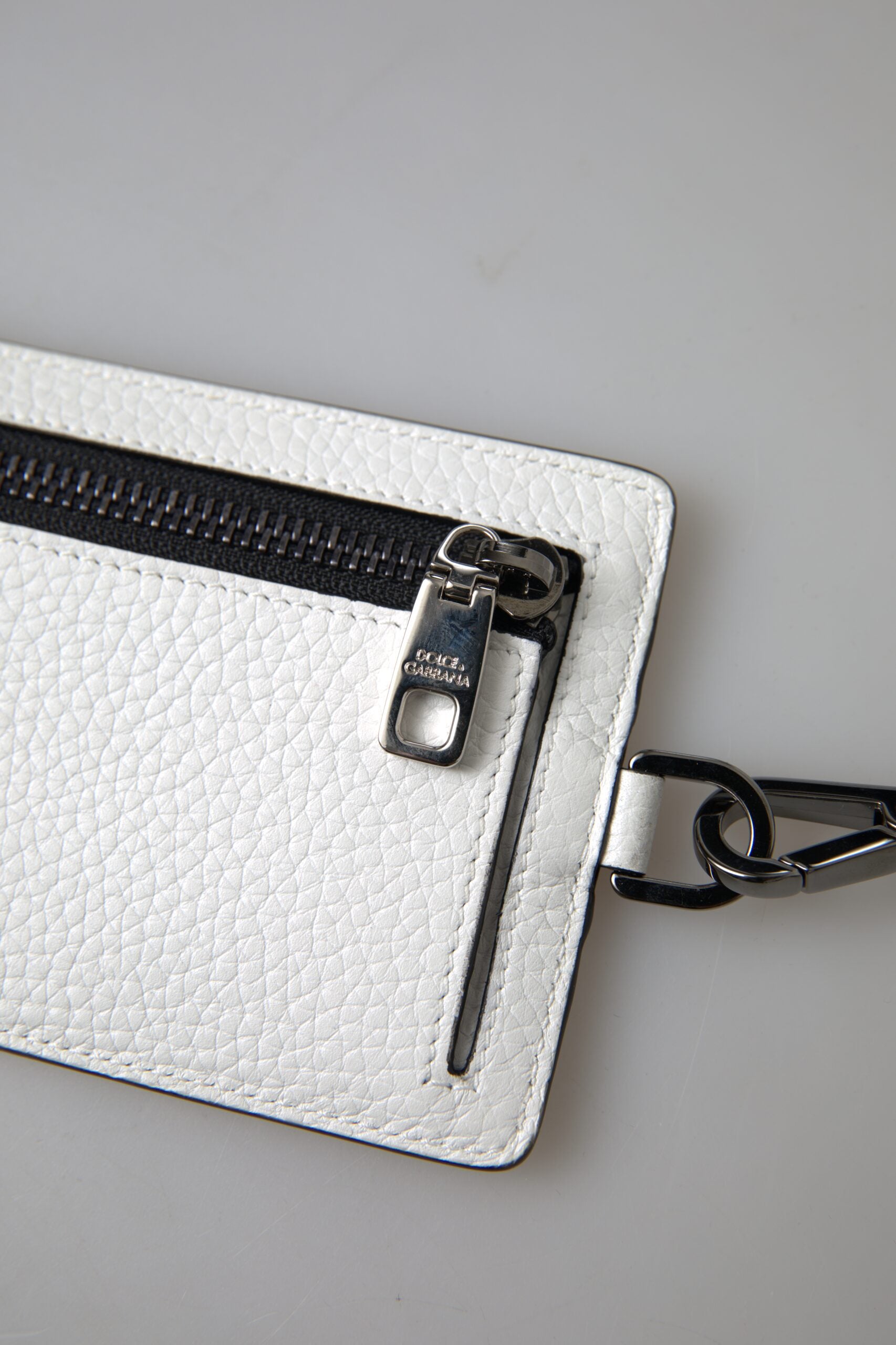 Dolce & Gabbana White Leather Lanyard Logo Card Holder Men Wallet by Dolce & Gabbana