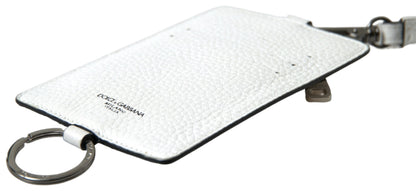 Dolce & Gabbana White Leather Lanyard Logo Card Holder Men Wallet by Dolce & Gabbana