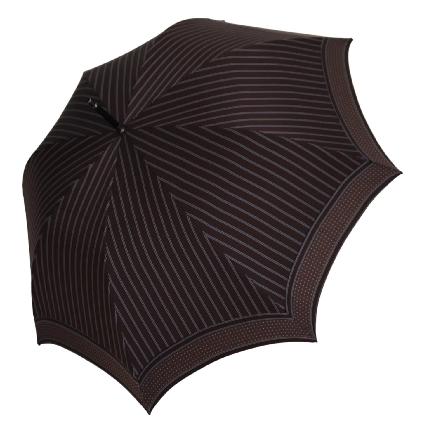 Dolce &amp; Gabbana Brown Striped Leather Handle Collapsible Sartoria Umbrella