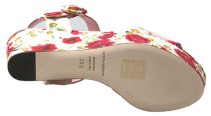 Dolce &amp; Gabbana Multicolor floral print Wedges Floral Ankle Strap Sandals