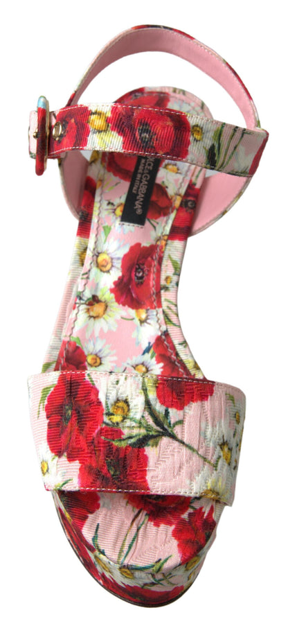Dolce &amp; Gabbana Multicolor floral print Wedges Floral Ankle Strap Sandals