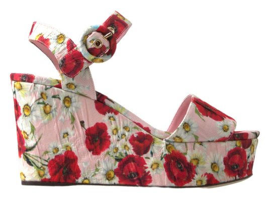 Dolce &amp; Gabbana Multicolor floral print Wedges Floral Ankle Strap Sandals