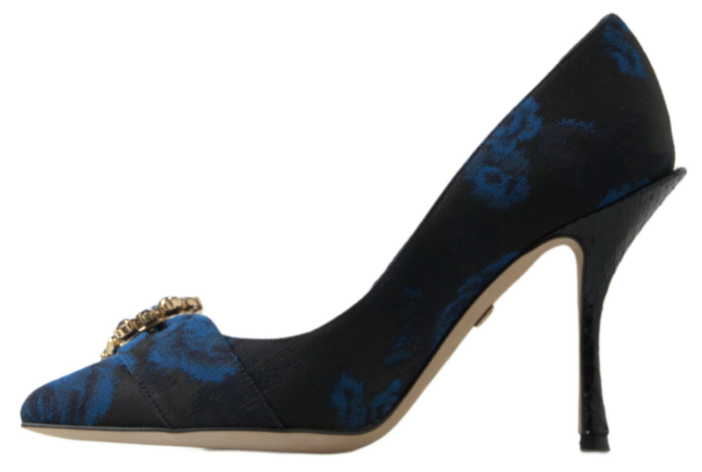 Dolce &amp; Gabbana Blue Floral Ayers Crystal Pumps Shoes